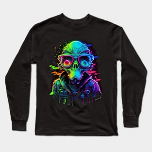 Neon Space Alien #1 by Farbrausch Art 2023. Long Sleeve T-Shirt